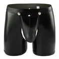 thumbnail image 1 of Men Shiny Leather Boxer, Sexy Open Crotch, Glossy PVC Leather, Wetlook Latex Short Pants, 1 of 6