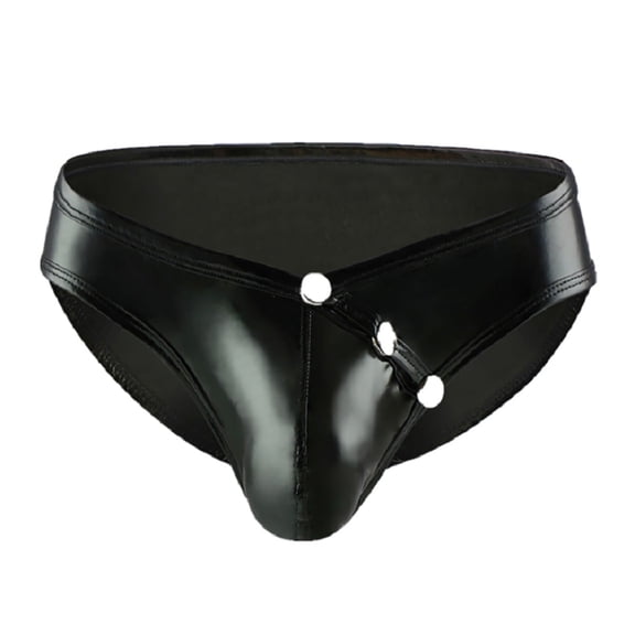 Men Shiny Leather shorts, Sexy Open Crotch, Glossy PVC Leather, Wetlook Latex Briefs
