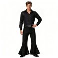 thumbnail image 1 of Men Shiny Metallic Shirt and Flared Pants Set, 70s Disco Outfit, Long Sleeve Button‑Down Shirt and Bell Bottom Trousers for Halloween Cosplay Theme Party, 1 of 5