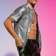 thumbnail image 1 of Men Shiny Party Performance Disco Stage Shirt Turn-down Collar Short Sleeve Tops, 1 of 7
