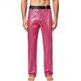 thumbnail image 1 of Men Shiny Sequin Straight‑Leg Dress Pants, Glitter Sparkly Waistband Trousers, Nightclub Party Stage Pants, 1 of 4