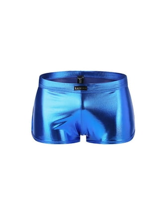 Men Adjustable Underwear Briefs Wet Look Faux Leather Convex U Pouch  Underpants 