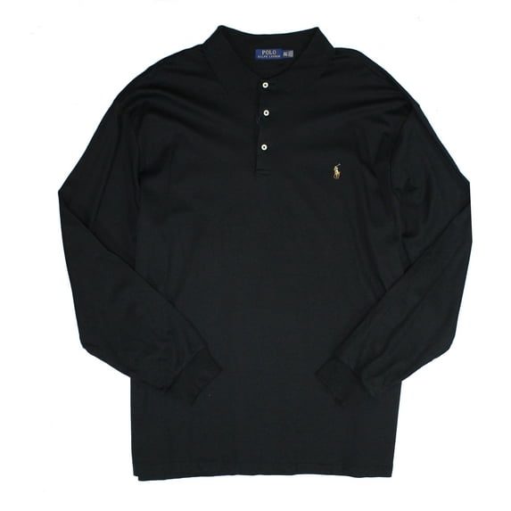 Polo Ralph Lauren Mens Big Tall Soft Cotton Long Sleeve Polo Shirt Black 2LT