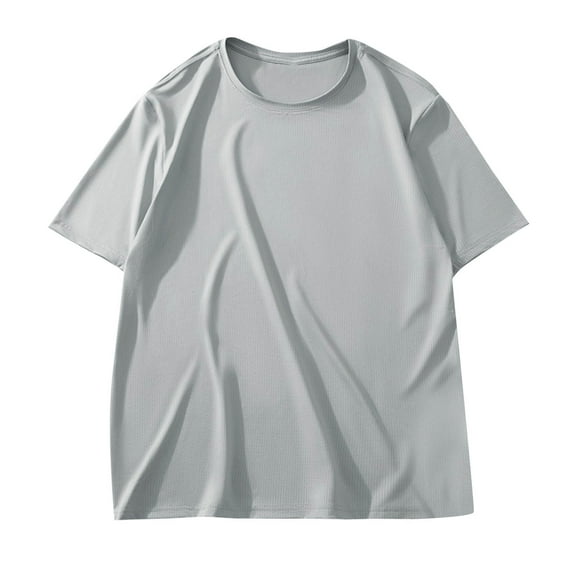 Men Shirt Casual Fashion Solid Large Size Half Sleeved Short Sleeved Round Neck Backpacking Shirts for Men