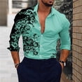 thumbnail image 1 of Men Shirt Casual Lapel Collar Long Sleeve Shirts Floral Pattern 3D Print Shirt Summer Button Down Blouse Top Comfortable Outdoor Street T Shirt Clothing Green XL, 1 of 2
