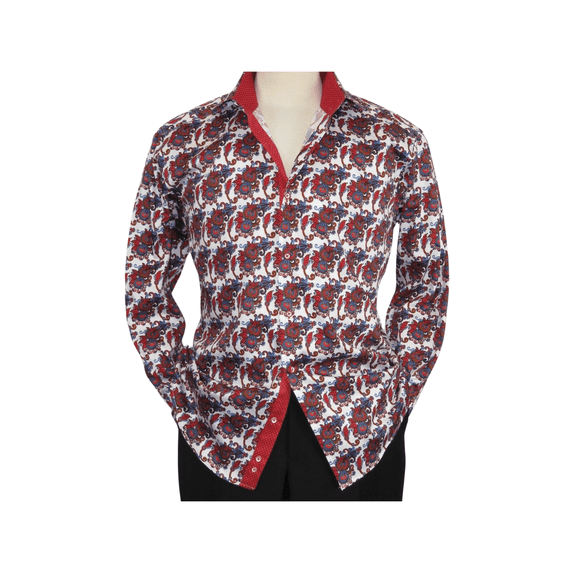 Men Shirt J.Valintin Turkey Egyption Cotton Axxess Style A113-10 Christmas Red