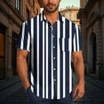 thumbnail image 1 of Men Shirt Men Shirts Casual Mens Button Up Shirt Short Sleeve Shirts for Men Men Casual Fashion Turndown Collar Stripe Printing Short Sleeve Button Shirt Blouse, 1 of 6