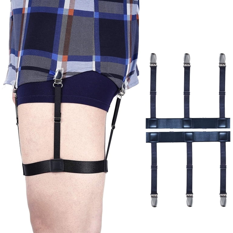 Ustris Men Shirt Stays Adjustable, Soft and Smooth Elastic Shirt Garter Shirts Holder with Non-slip Locking Clamps, Perfect Shirt Stays Garters for