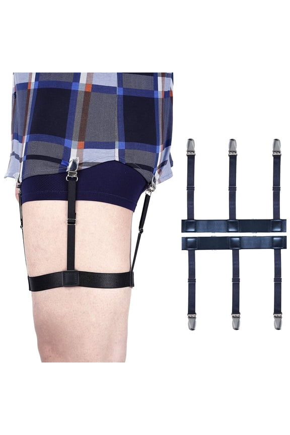 Men Shirt Stays Adjustable, Soft and Smooth Elastic Shirt Garter Shirts Holder with Non-slip Locking Clamps, Perfect Shirt Stays Garters for Professional