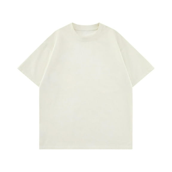 Men Shirt Vintage Solid Color Casual Short Sleeved Round Neck Shirts Hiking Shirts for Men