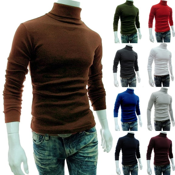Men Shirt for Autumn Winter Turtle Neck Cotton Pullover Thin Bottoming Shirt
