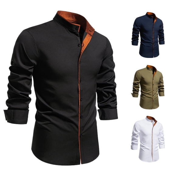 Men Shirts 2 2026 Men's Casual Long Sleeve Shirt for Everyday Comfort and Style Black M