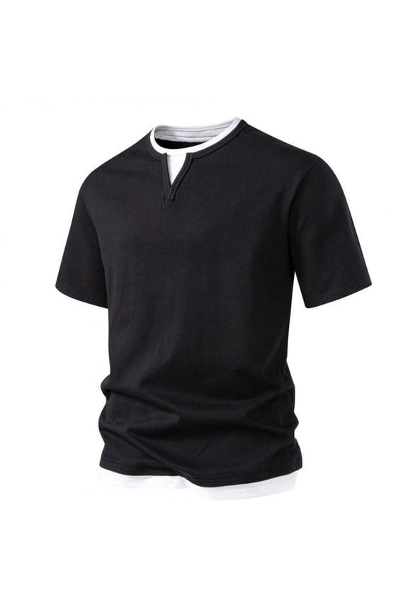 Men Shirts Casual Jerdar Man Double V-neck Short Sleeve T-shirt Large Size Fashion Fallow Priming T-shirt