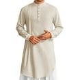 thumbnail image 1 of Men Shirts Casual Linen Long Sleeve Kaftan Thobe Gown for Men Comfortable Robe Style Shirt Ideal for Fashion, 1 of 9
