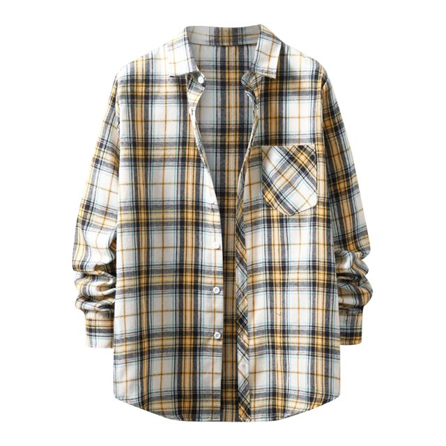 Men Shirts Casual,Mens Fashion Casual Spring And Autumn Plaid Lapel