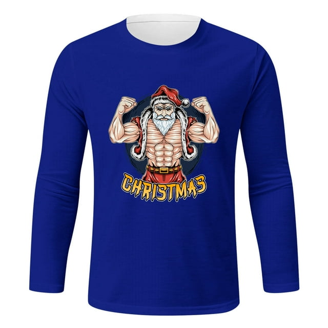 Men Shirts Christmas Long Sleeve Santa Fit Loose Sport Casual Daily ...