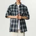 thumbnail image 1 of Men Shirts Clearance, Men's Casual Check Button Pocket Lapel Fashion Long Sleeve Shirt, 1 of 6