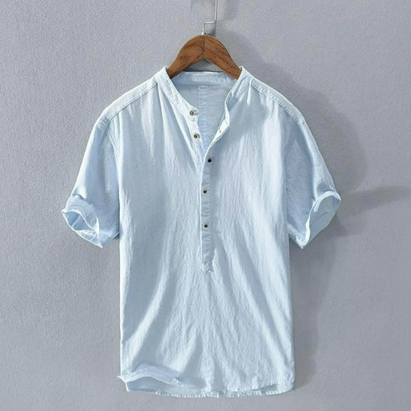 Men Shirts, Men's Summer Casual Solid Color Fitting Short Sleeved Round Neck Shirts