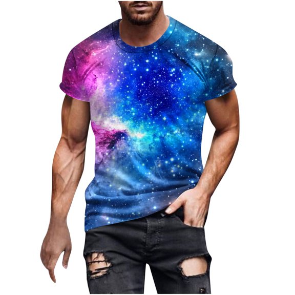 Men Shirts Sale Round Neck T Shirts for Men Starry Sky Print Short Sleeve Perfect for Casual Looks