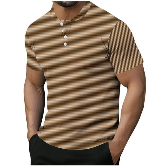 Men Shirts Fashionable Short Sleeved Button Round Neck Casual Solid Color Everyday Shirts for Men