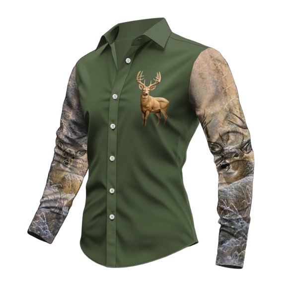 Men Shirts Men's Casual Minimalist Western Style Long Sleeve Shirt for Rodeos and Country Music Festivals Shirts for Men Army Green M