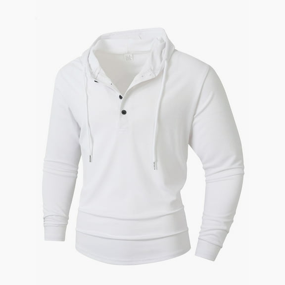 Men Shirts Men's Henley Sweatshirt Hoodies, Loose Long Sleeve Fall Winter Button Up Pullovers Workout Casual Tee Tops