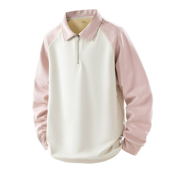 Men Shirts Men's Quarter Zip Pullover Raglan Sleeve Colorblock Athletic Preppy Sweatshirt Top