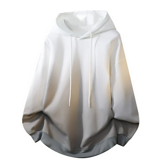 Men Shirts Men's Stylish Gradient Hoodies Pullover Oversized Sweatshirt 2025 Fall Loose Long Sleeve Workout Casual Tee Tops