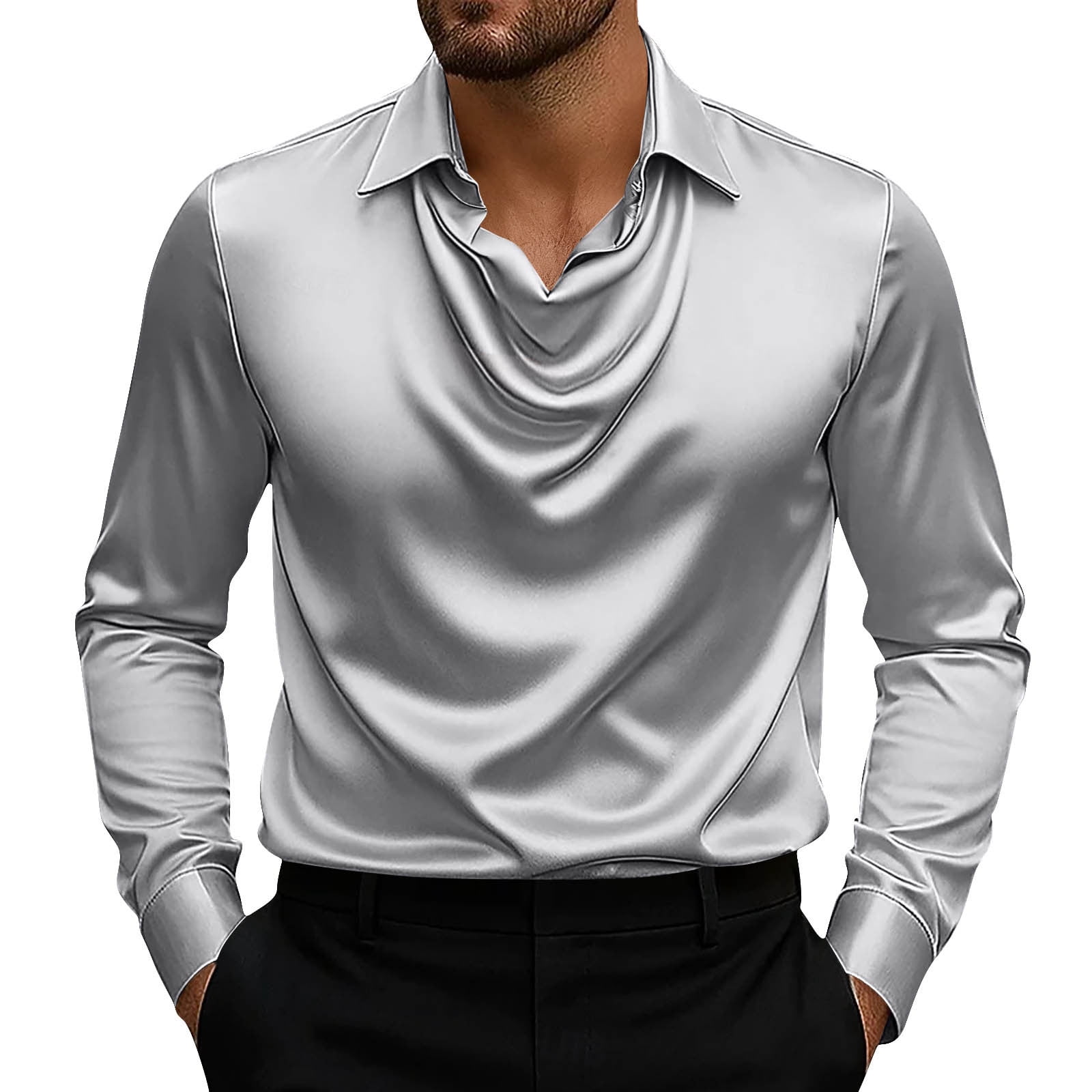 mens silk crew neck dress shirts Amazon.com: COOFANDY Mens Silk Shirts Long Sleeve Dress Shirts Prom Wedding  Party Button Down Shirts,Beige Small : Clothing, Shoes & Jewelry