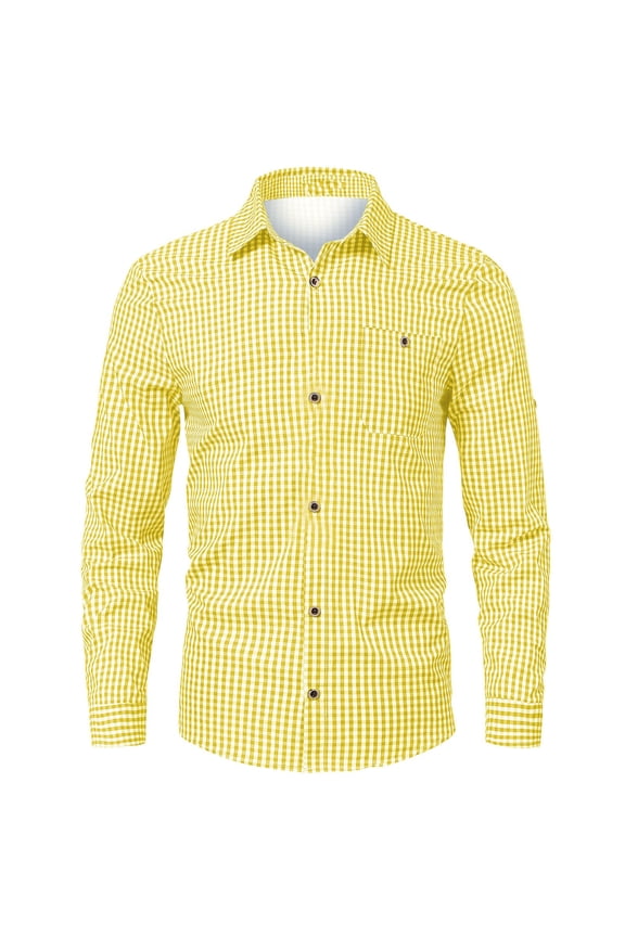 Men Shirts Plaid Breathable Comfortable Long Sleeve Button Down Tops with Pocket Spring Summer Fall Versatile Mens Dress Shirt