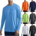 thumbnail image 1 of Men Shirts Plus Size Long Sleeve Crew Neck Solid Color Lightweight Tops & Blouses for Casual Active Outdoor Gifts for Men OrangeM, 1 of 9