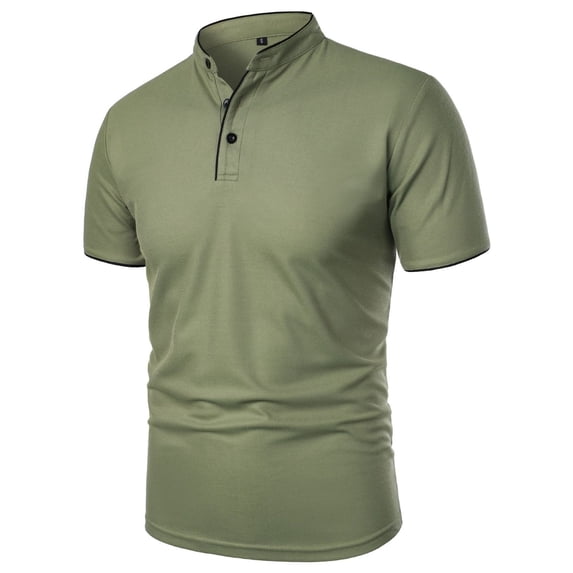 Men Shirts Short Sleeve Crew Neck Henley Shirt Loose Fit Green Button Up Shirts Men Clothing