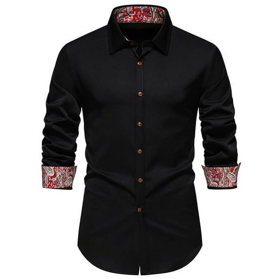 Men Shirts Spring Autumn Triangle Cashew Flower Long Sleeved Shirt Summer Regular Fit Tropical Aloha Shirts L