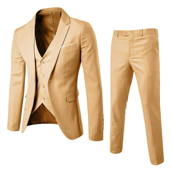 Men Shirts Suit Slim 3PCS Suit Business Wedding Party Jacket Vest & Pants Coat Colorful
