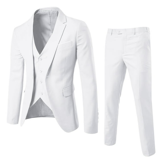 Men Shirts Suit Slim 3PCS Suit Business Wedding Party Jacket Vest & Pants Coat Lightweight