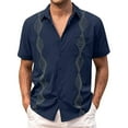 thumbnail image 1 of Men Shirts Summer Casual Loose Beach Embroidered Short Sleeve Classic Shirt Office Work Shirt, 1 of 5