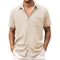 thumbnail image 1 of Men Shirts Summer Casual Loose Beach Embroidered Short Sleeve Classic Shirt Office Work Shirt, 1 of 5