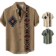 thumbnail image 1 of Men Shirts Summer Casual Short Sleeve Printed Shirt for Stylish Daily Wear Brown L, 1 of 4