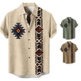thumbnail image 1 of Men Shirts Summer Casual Short Sleeve Printed Shirt for Stylish Daily Wear Brown XXL, 1 of 4