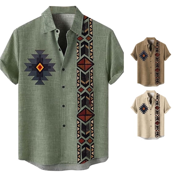 Men Shirts Summer Casual Short Sleeve Printed Shirt for Stylish Daily Wear Green S