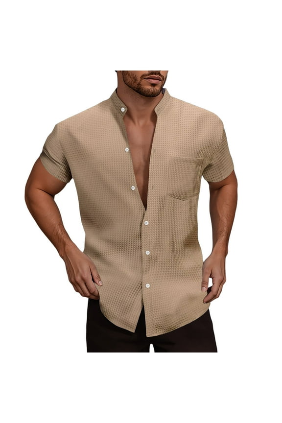 Men Shirts Summer Man Beach Refreshing Casual Short Sleeve Loose Fit Button Down Top