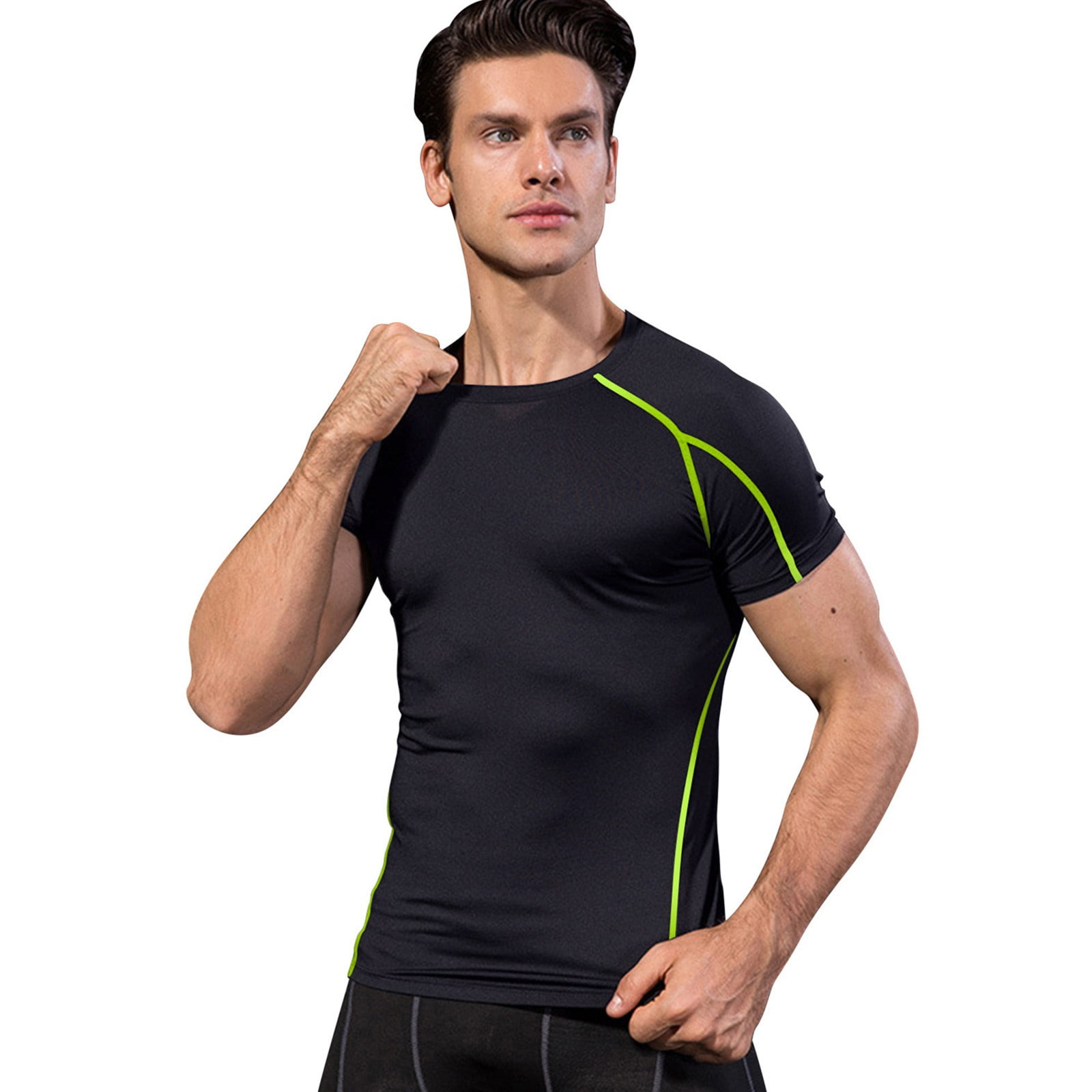 Mens T-shirt Bodybuilding Gym Tops Slim Sports Fitness Tight Short Sleeve  Tee