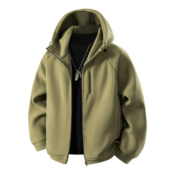 Men Shirts Zip Up Hoodie Men Polar Fleece Mens Heavyweight Sherpa Lined Insulated Hoodies Warm Outwear Jacket with Pockets