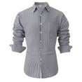 thumbnail image 1 of Men Shirts White Long Sleeve Front Pocket Striped Slim Fit Button down Shirt Top for Men M, 1 of 6
