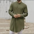thumbnail image 1 of Men Shirts under $10 Men's Robe Set Arab Middle Robe Long Sleeve Standing Neck Pocket Button Casual Robe Green XXXL, 1 of 9