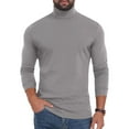 thumbnail image 1 of Men Shirts under $10 Men's Solid Color Elastic TurtleNeck Long Sleeve Slim Blouse Tops Blouses Gray L, 1 of 9