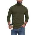 thumbnail image 1 of Men Shirts under $10 Men's Solid Color Elastic TurtleNeck Long Sleeve Slim Blouse Tops Blouses Green S, 1 of 9