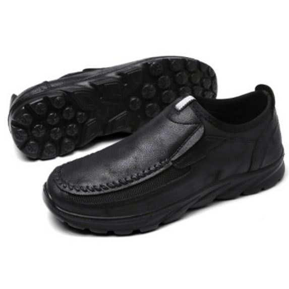 Men Shoes Casual Outdoor Slip on Sports Shoes Waterproof Middle-aged Elderly Covers Flat Sneakers Black qILAKOG Size 7