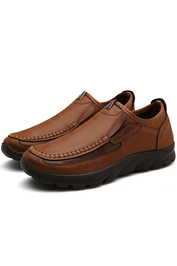 Men Shoes Casual Outdoor Slip on Sports Shoes Waterproof Middle-aged Elderly Covers Flat Sneakers Brown qILAKOG Size 6