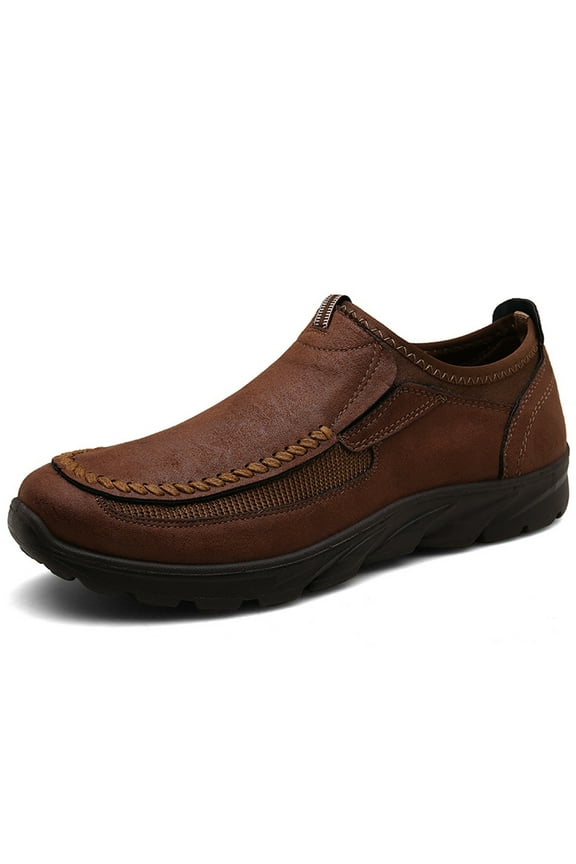 Men Shoes Casual Outdoor Slip on Sports Shoes Waterproof Middle-aged Elderly Covers Flat Sneakers Coffee qILAKOG Size 10